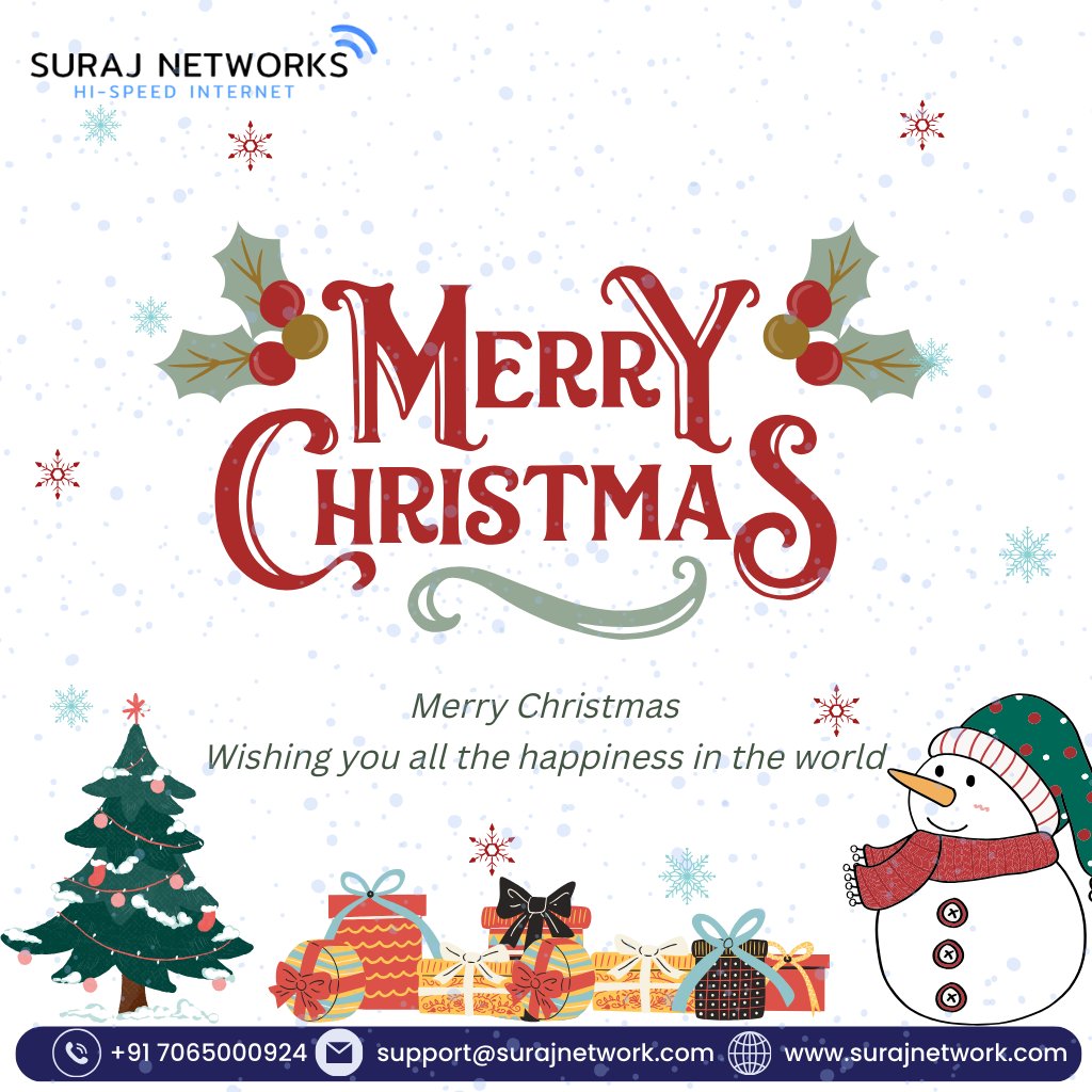 Merry Christmas !!!!!

Plan Starts @ Rs.333*/month
* Free Installation*
* Router Free To Use*
* OTT+Live TV*
* Unlimited Calling*�

#SwitchToSurajNetwork #InternetDedected #NextLevelConnectivity #SeamlessInternetExperience #ReliableNetwork #BetterConnectivity #SurajNetworkAdvantage #UpgradeYourInternet #StayConnected #InternetPlans #SurfTheWeb #ConnectWithSuraj #HighSpeedInternet #InternetProvider #FastDownloads #UninterruptedStreaming
#ghaziabad #surajnetwork #ghaziabad #newyear  #india #HappyNewYear #MerryChristmas